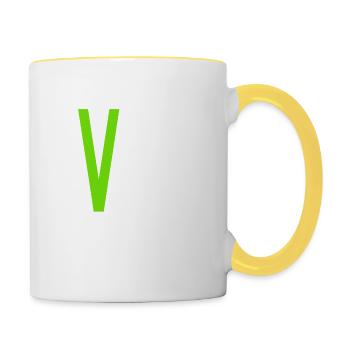 V for Vegan - Mug contrasté - blanc/jaune - Droite