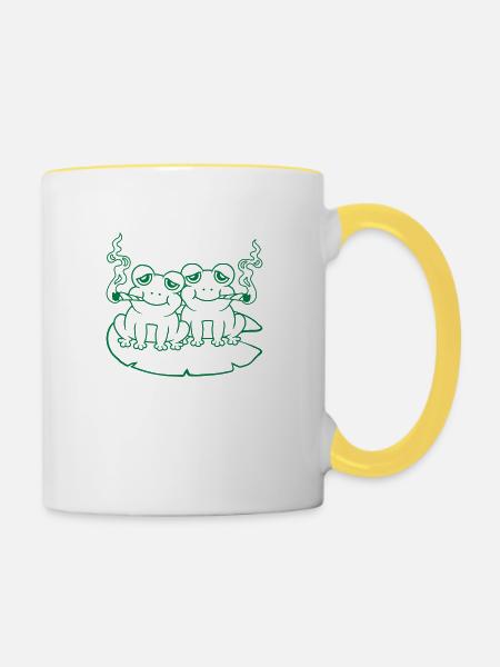 Kiffer 2 Frösche Freunde - Tasse zweifarbig - Weiß/Gelb
