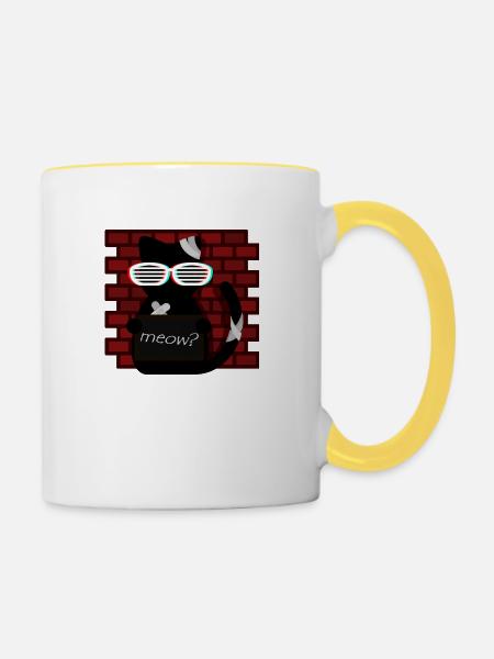 Nicht nette Katze - Tasse zweifarbig - Weiß/Gelb
