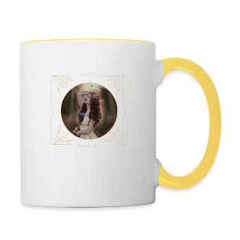 Woman with butterflies - Contrasting Mug - white/yellow - Right