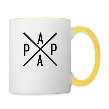 Papa - Tasse zweifarbig - Weiß/Gelb - Rechts