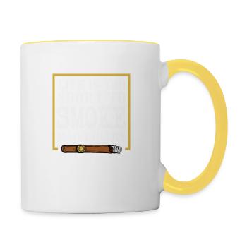 Life is too short to smoke - passion cigar - Contrasting Mug - white/yellow - Right