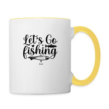 Let´s go Fishing - Tasse zweifarbig - Weiß/Gelb - Rechts