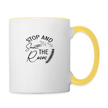 Arrêtez-vous et sentez les roses - Mug contrasté - blanc/jaune - Droite