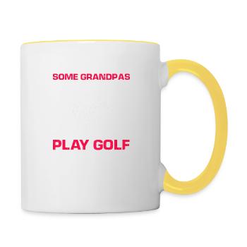 Some Grandpas Take Naps Real Grandpas Play Golf - Contrasting Mug - white/yellow - Right