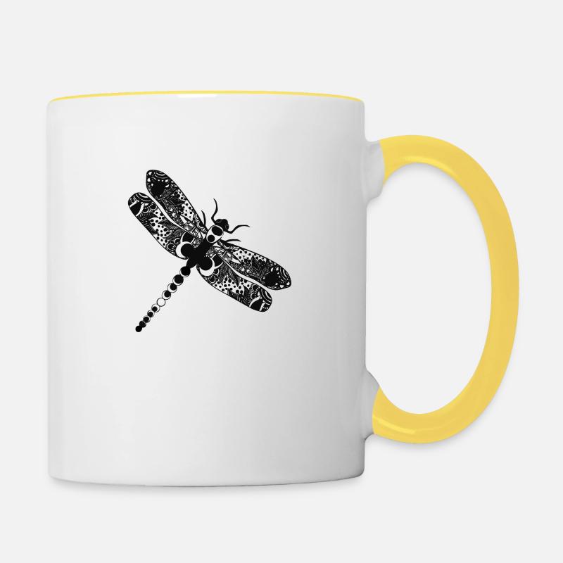 Dragon fly - Mug contrasté - blanc/jaune
