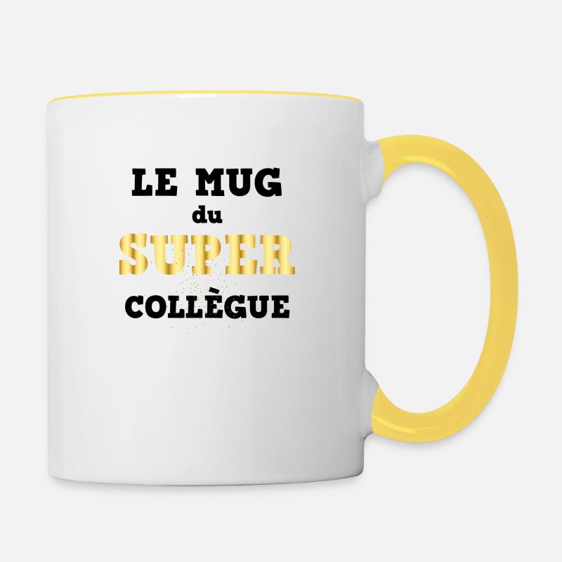 Mug collègue en Or - Mug contrasté - blanc/jaune