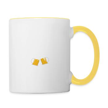 Elle mange pour deux je bois pour trois - Mug contrasté - blanc/jaune - Droite