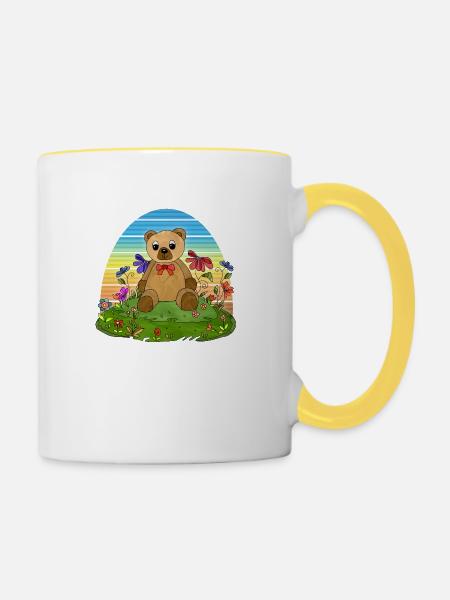 Teddybär - Tasse zweifarbig - Weiß/Gelb