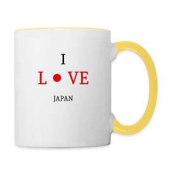 Ich liebe Japan. Ich liebe Japan - Tasse zweifarbig - Weiß/Gelb - Rechts