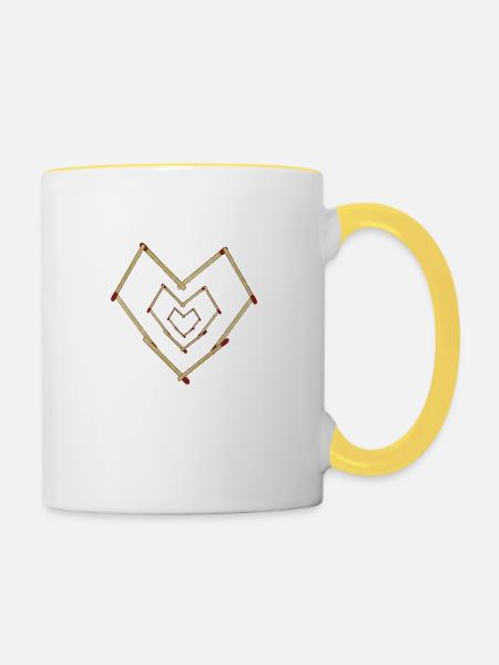 Streichhölzer - Tasse zweifarbig - Weiß/Gelb