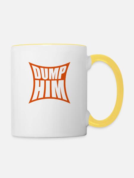 dump him Zitat Logo - Tasse zweifarbig - Weiß/Gelb
