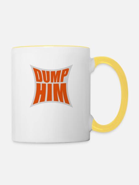 dump him Zitat Logo - Tasse zweifarbig - Weiß/Gelb