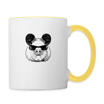 Guinea pig cool sunglasses funny design 17 - Contrasting Mug - white/yellow - Right