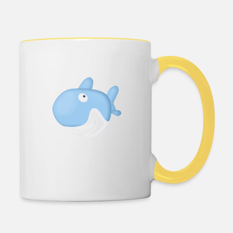 Requin Bleu rigolo - Mug contrasté - blanc/jaune