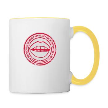 Mon visage le fera certainement - Mug contrasté - blanc/jaune - Droite