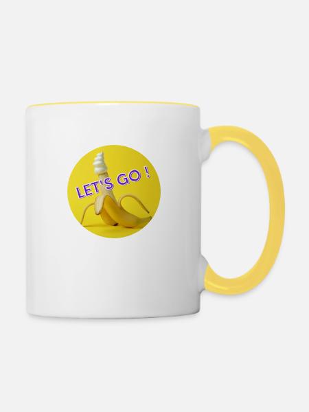 Auf geht es - Tasse zweifarbig - Weiß/Gelb