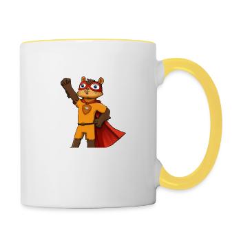Super héros écureuil - Mug contrasté - blanc/jaune - Droite