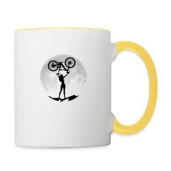Mountainbikerin MTB downhill-tour MTB-Girl - Tasse zweifarbig - Weiß/Gelb - Rechts