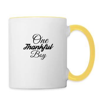 Un garçon reconnaissant - Mug contrasté - blanc/jaune - Droite