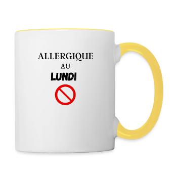 ALLERGIQUE AU LUNDI - Mug contrasté - blanc/jaune - Droite
