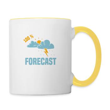 100 % Chance Of Me Telling You The Forecast Meteor - Tasse zweifarbig - Weiß/Gelb - Rechts