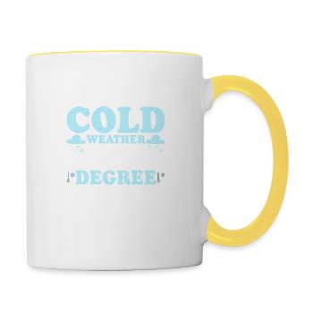J’aime le météorologue par temps froid - Mug contrasté - blanc/jaune - Droite