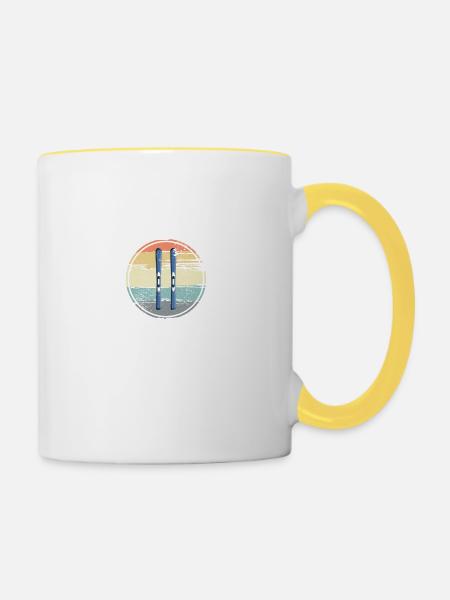 Ski Boards Vintage - Contrasting Mug - white/yellow