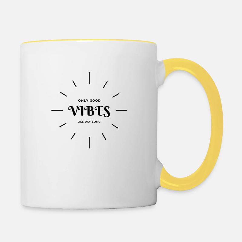 only good vibes - Tasse zweifarbig - Weiß/Gelb