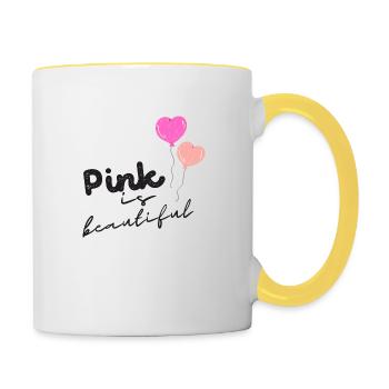 pink is beautiful - Tasse zweifarbig - Weiß/Gelb - Rechts