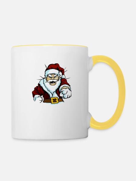 Weihnachtsmann - Tasse zweifarbig - Weiß/Gelb
