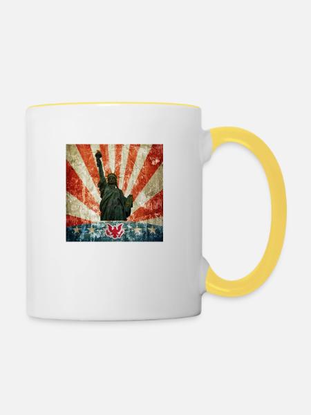 Freiheitsstatue, USA - Tasse zweifarbig - Weiß/Gelb