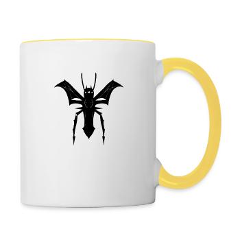 Fliegende Spinne - Tasse zweifarbig - Weiß/Gelb - Rechts