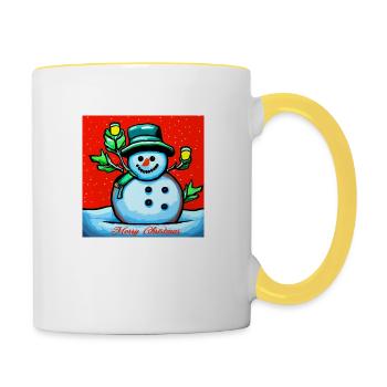 Frohe Weihnachten Feliz Navidad - Tasse zweifarbig - Weiß/Gelb - Rechts