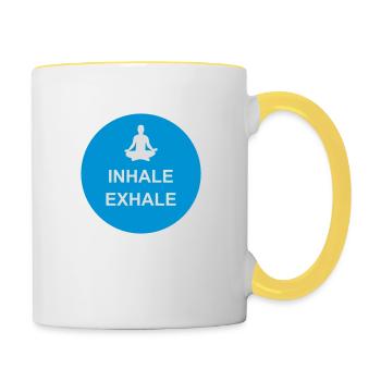Inspirez expirez Yoga citation - Mug contrasté - blanc/jaune - Droite