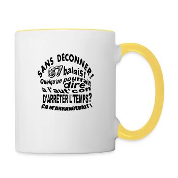 67 ans / anniversaire 67 ans / vintage - Mug contrasté - blanc/jaune - Droite