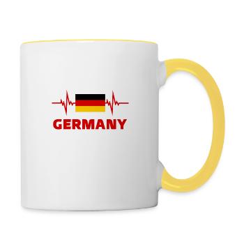 Allemagne Football 2022 deutshland Heartbeat Allemagne - Mug contrasté - blanc/jaune - Droite
