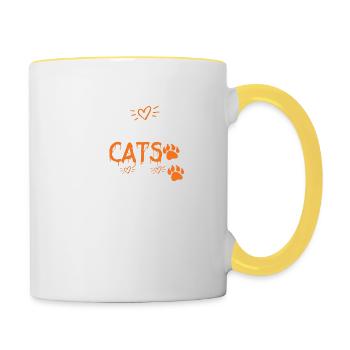 Black Cats Only - Tasse zweifarbig - Weiß/Gelb - Rechts