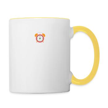 ihr Wecker wurde gestellt, Weinen, heulen, Müde - Tasse zweifarbig - Weiß/Gelb - Rechts
