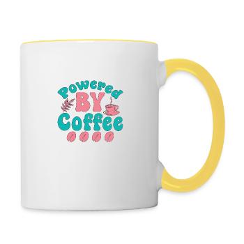 mum powered by coffee - Contrasting Mug - white/yellow - Right