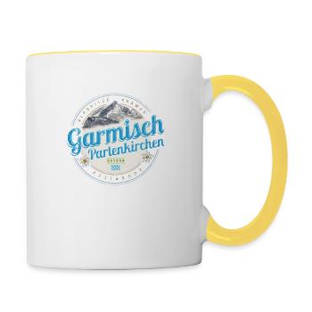 Garmisch Partenkirchen Bayern Alpen Deutschland - Tasse zweifarbig - Weiß/Gelb - Rechts