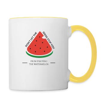 watermelon wassermelone Geschenk seeds - Tasse zweifarbig - Weiß/Gelb - Rechts