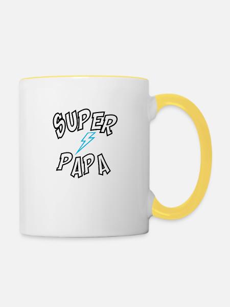 Super Papa - Tasse zweifarbig - Weiß/Gelb