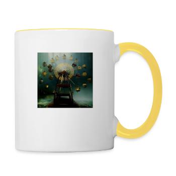 Steampunk Riesenrad - Tasse zweifarbig - Weiß/Gelb - Rechts