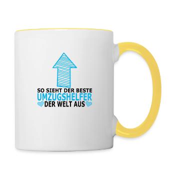 Umzugshelfer Dankeschön Danke Geschenkideen - Tasse zweifarbig - Weiß/Gelb - Rechts