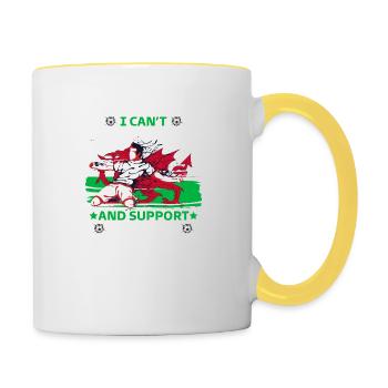 stay calm and support Wales - Contrasting Mug - white/yellow - Right