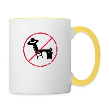 No relaxing zone sign - Contrasting Mug - white/yellow - Right