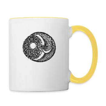 Sun Moon Mosaic Astrology mystical symbol 02 - Contrasting Mug - white/yellow - Right