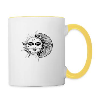 Sun Moon Mosaic Astrology mystical symbol 04 - Contrasting Mug - white/yellow - Right