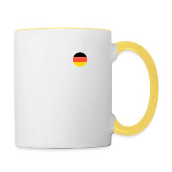 WM, 2022, Fußball, Deutschland - Tasse zweifarbig - Weiß/Gelb - Rechts